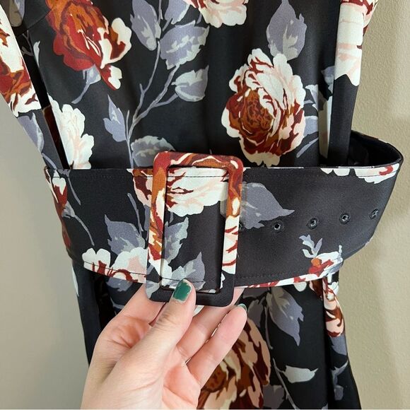 Theory Black Floral Mini Dress - Picture 6 of 12